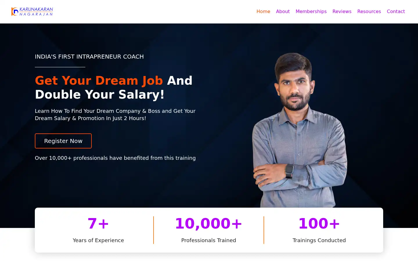 Screenshot of karunakarannagarajan.com