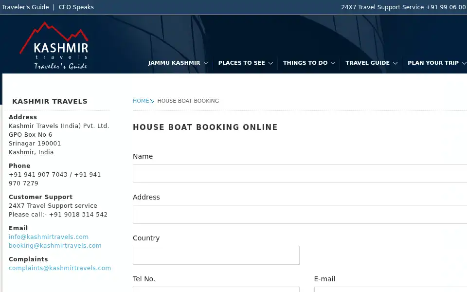 Screenshot of kashmirtravels.com