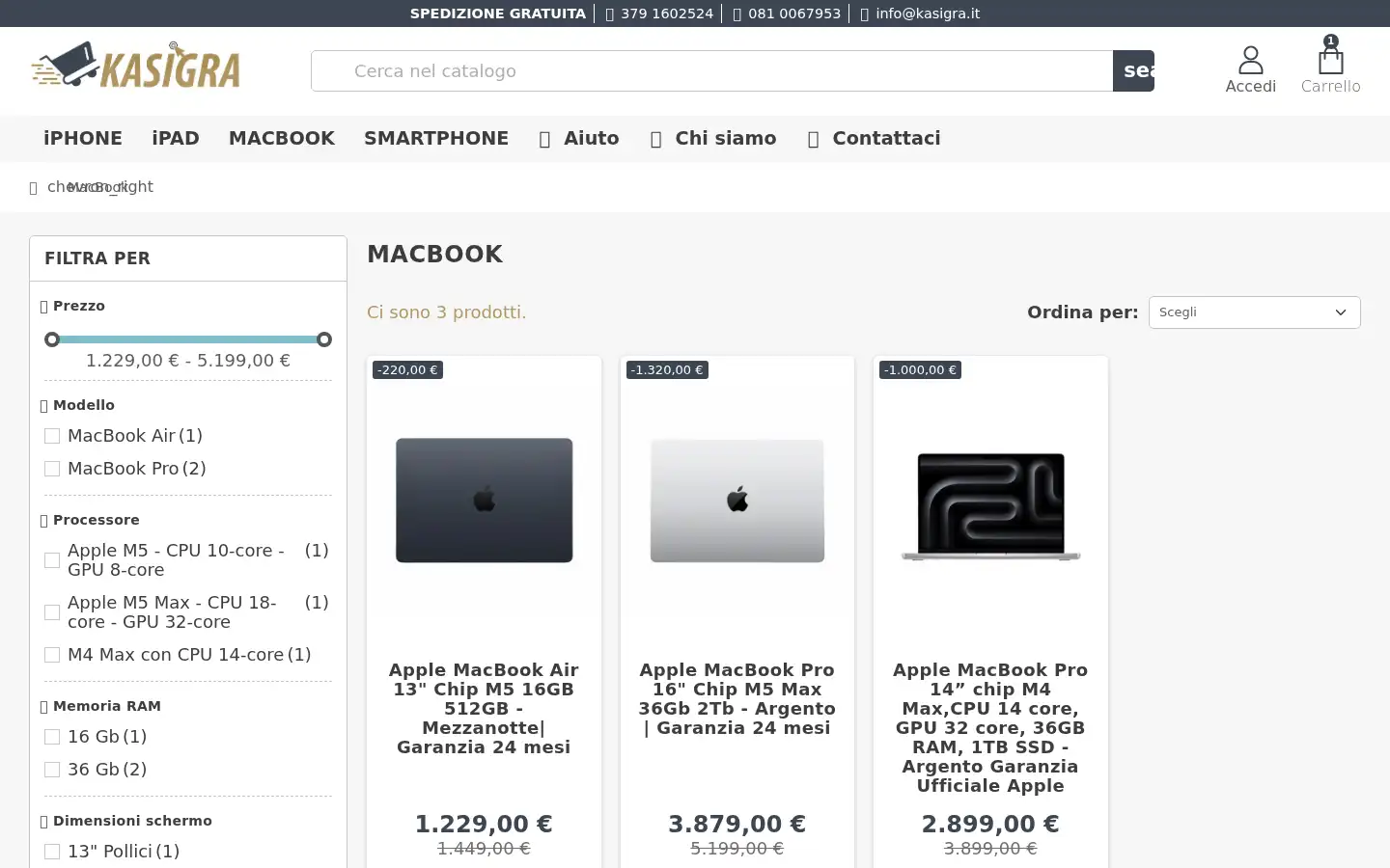 Screenshot of kasigra.it