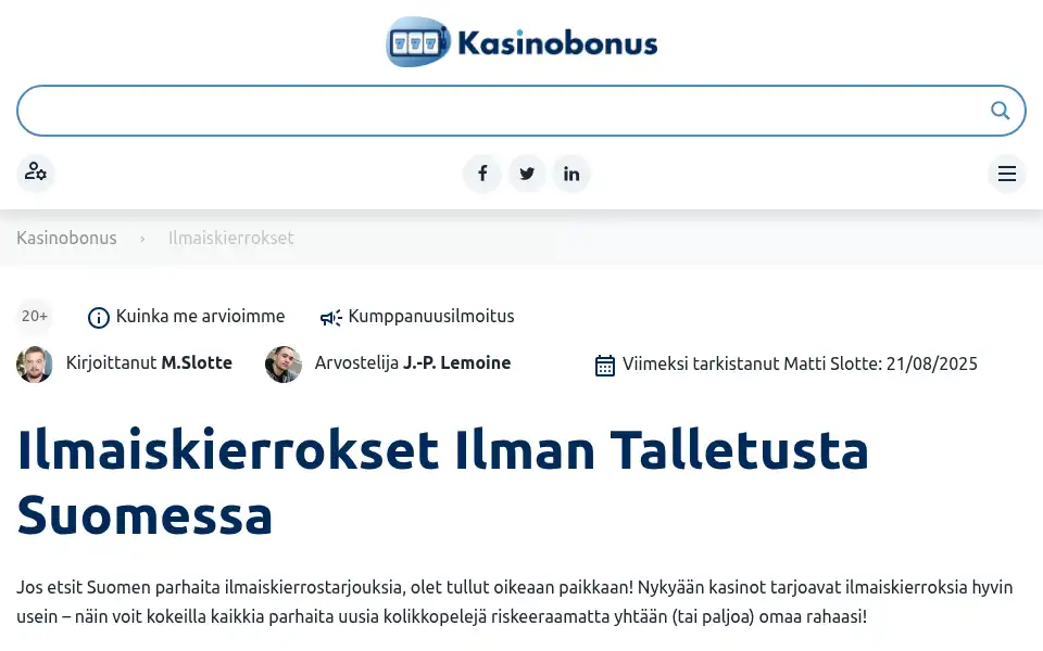 Screenshot of kasinobonus.io