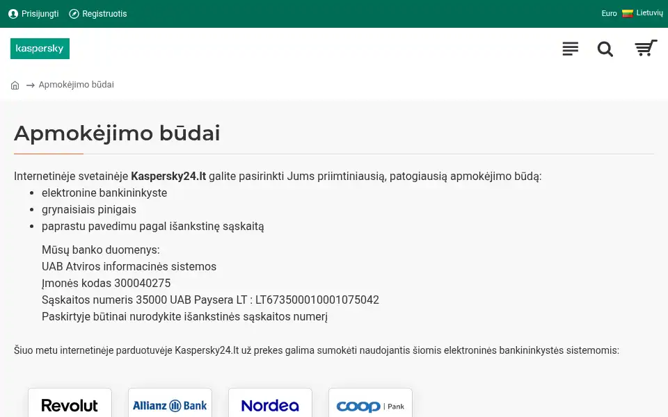 Screenshot of kaspersky24.lt