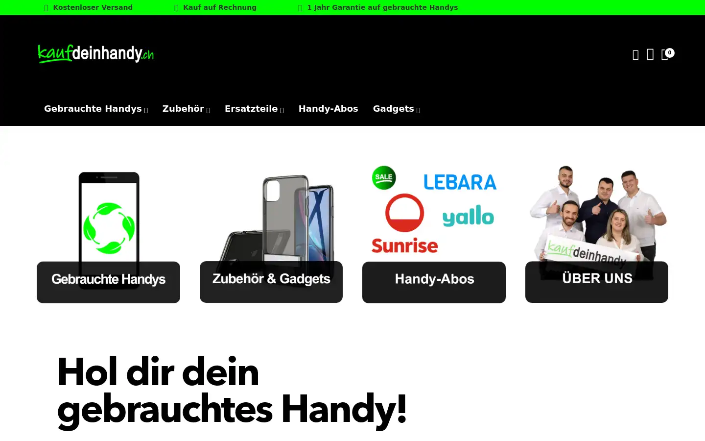 Screenshot of kaufdeinhandy.ch