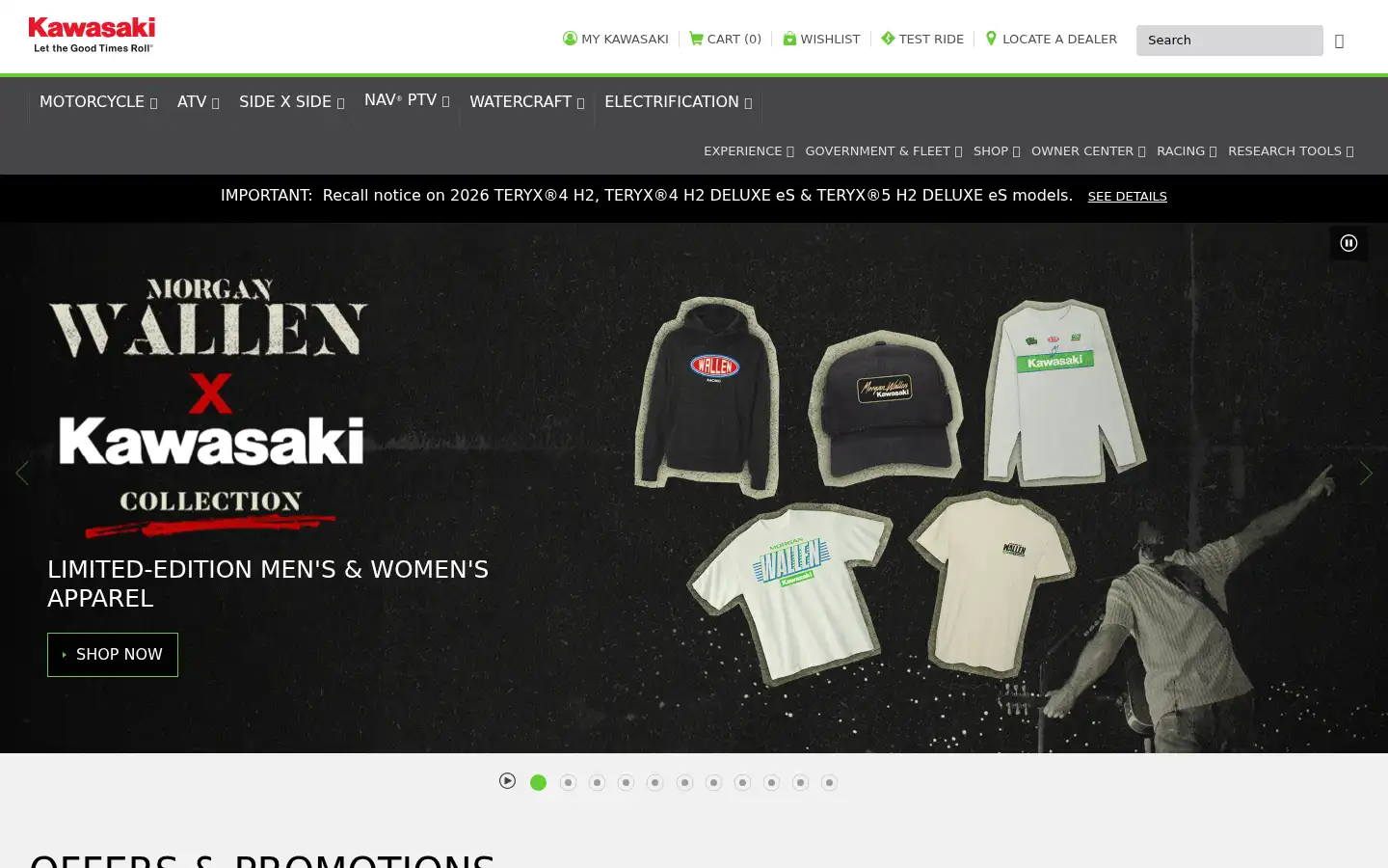 Screenshot of kawasaki.com