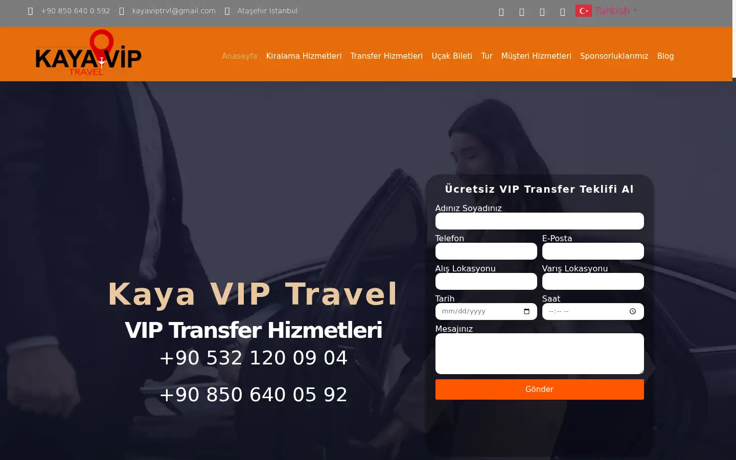 Screenshot of kayaviptravel.com