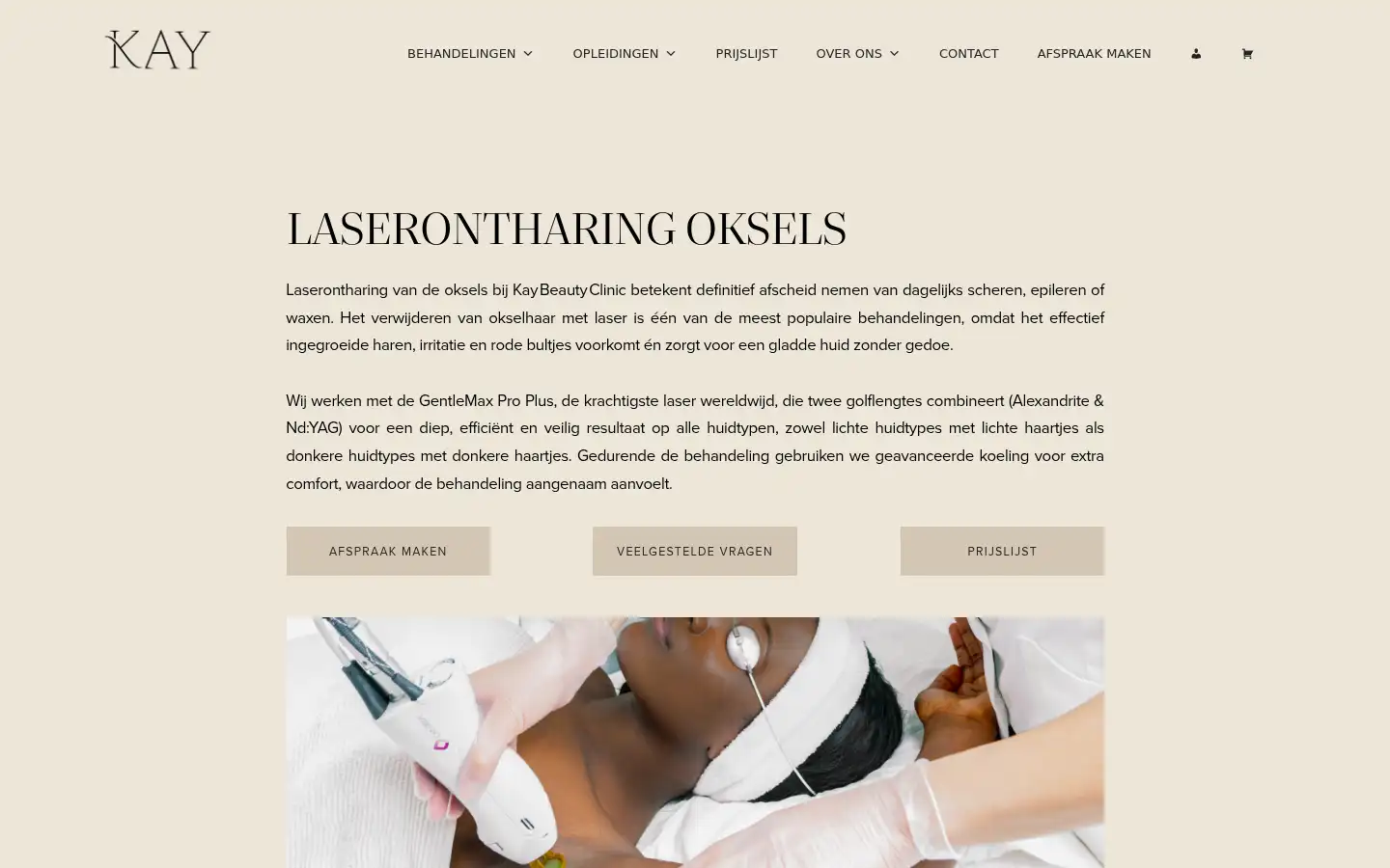 Screenshot of kaybeautyclinic.nl