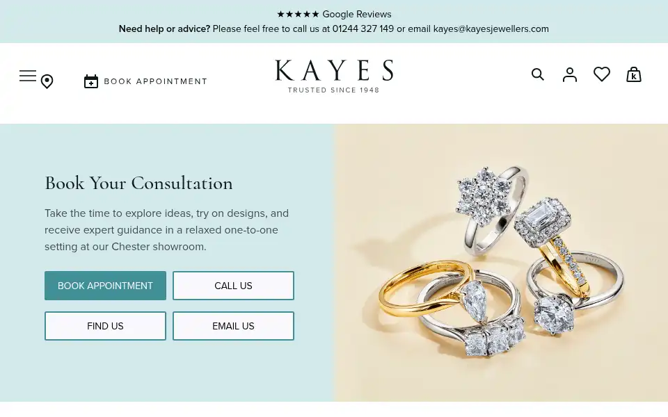 Screenshot of kayesjewellers.com