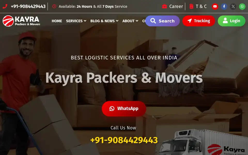 Screenshot of kayrapackers.com