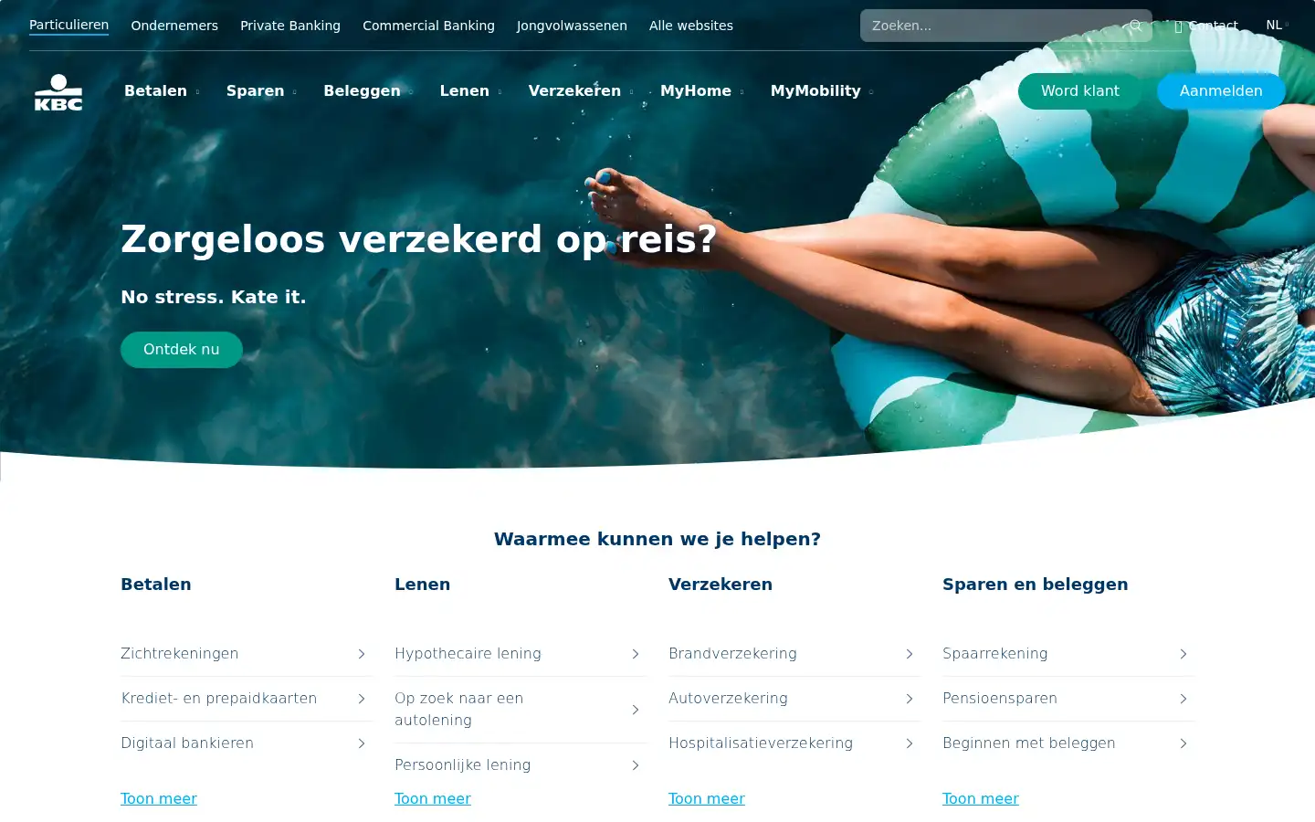 Screenshot of kbc.be