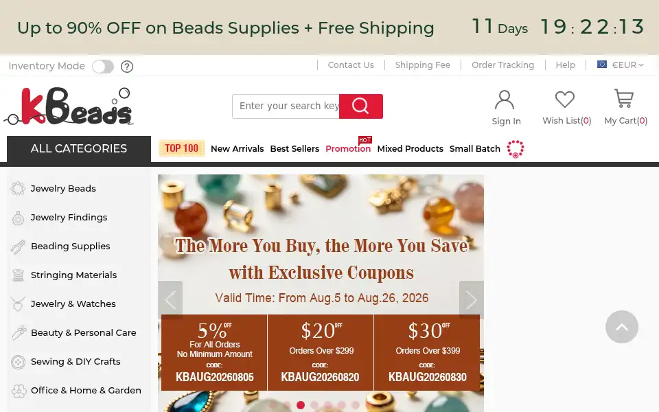 Screenshot of kbeads.com