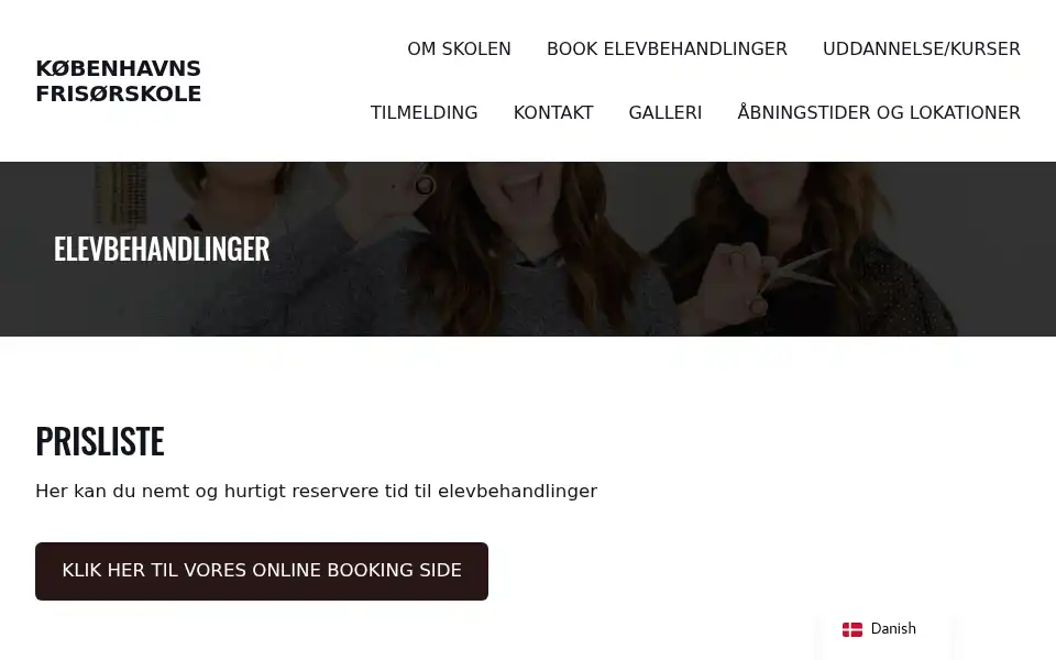Screenshot of kbhfrisoerskole.dk