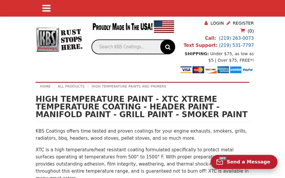 Screenshot of kbs-coatings.com