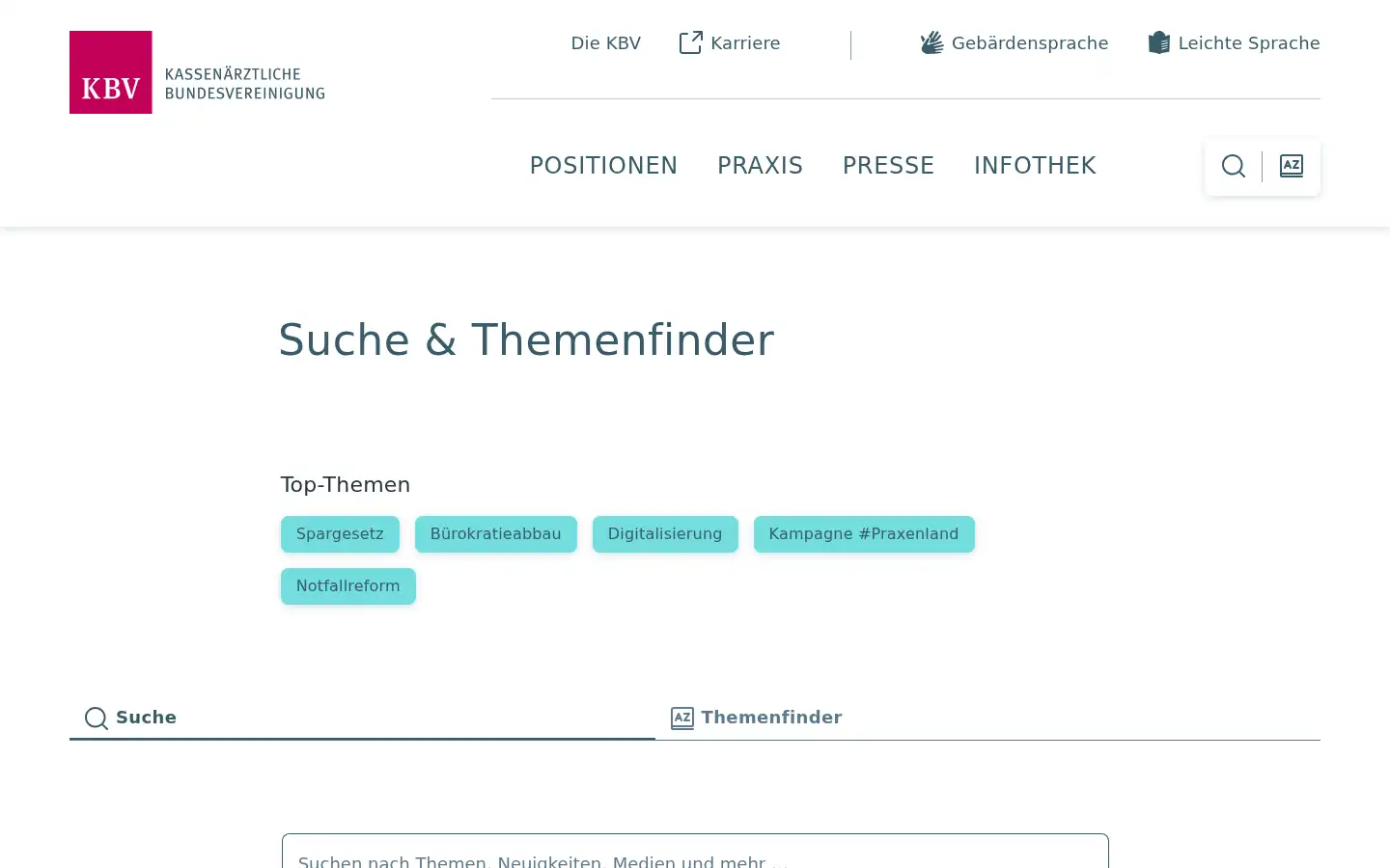 Screenshot of kbv.de