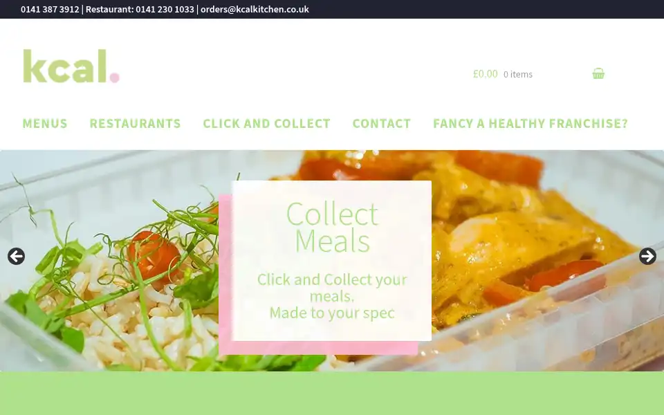Screenshot of kcalkitchen.co.uk