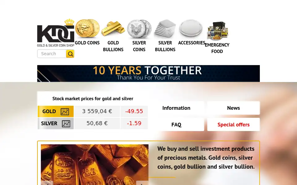 Screenshot of kdggold.com