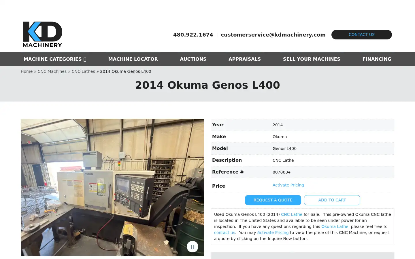 Screenshot of kdmachinery.com