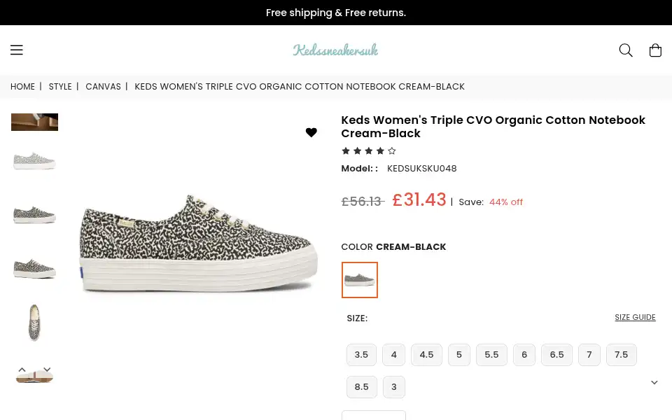 Screenshot of kedssneakersuk.com