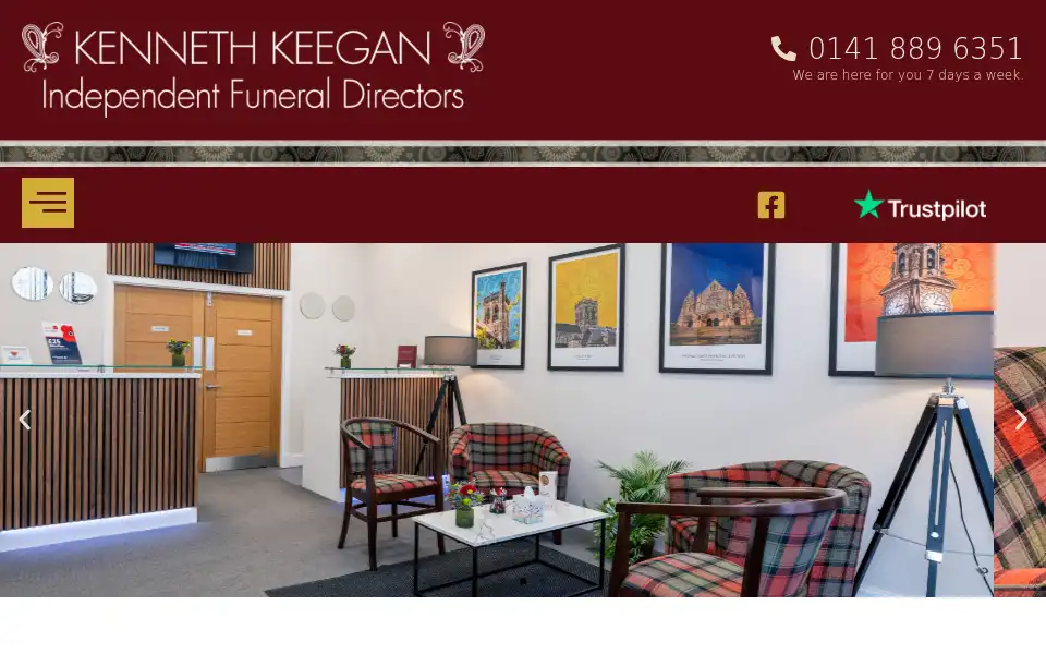 Screenshot of keeganfuneraldirectors.co.uk