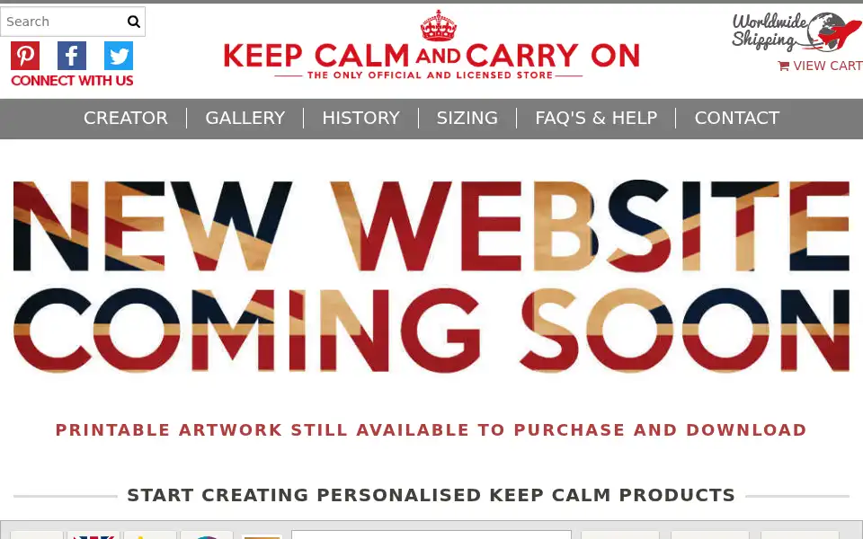 Screenshot of keepcalmandcarryon.com