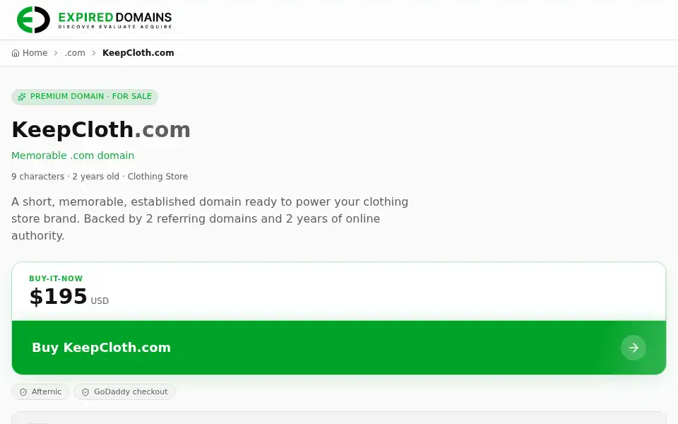 Screenshot of keepcloth.com