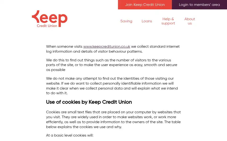 Screenshot of keepcreditunion.co.uk