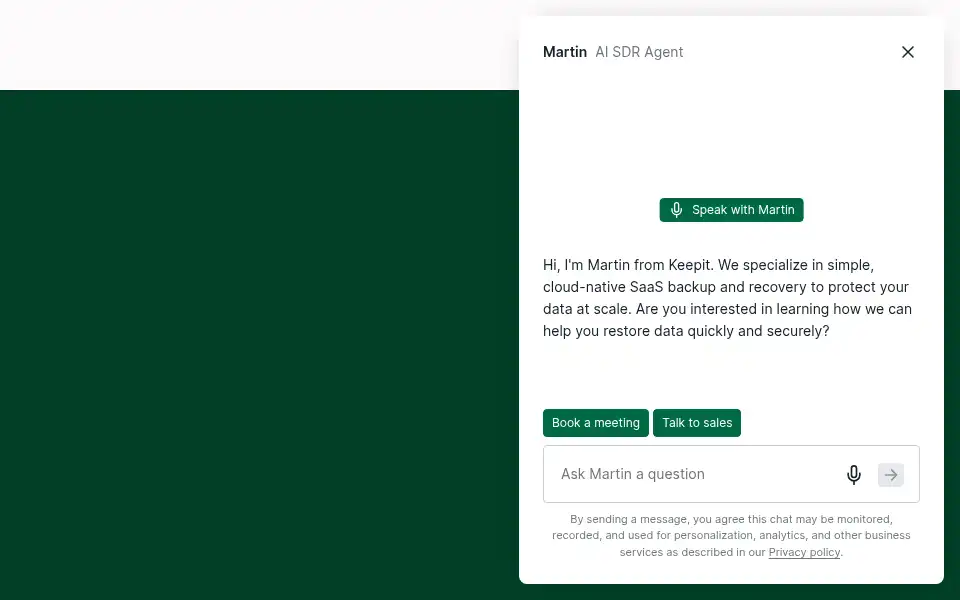 Screenshot of keepit.com
