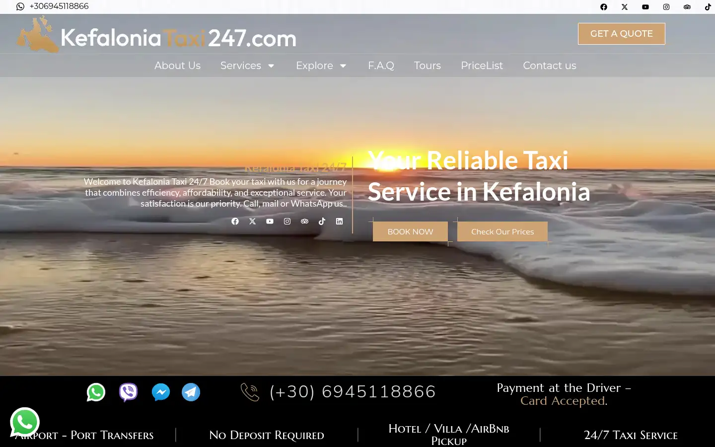 Screenshot of kefaloniataxi247.com