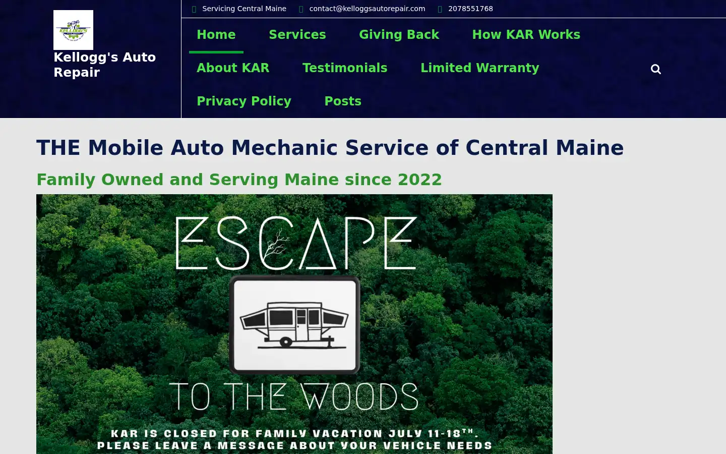 Screenshot of kelloggsautorepair.com