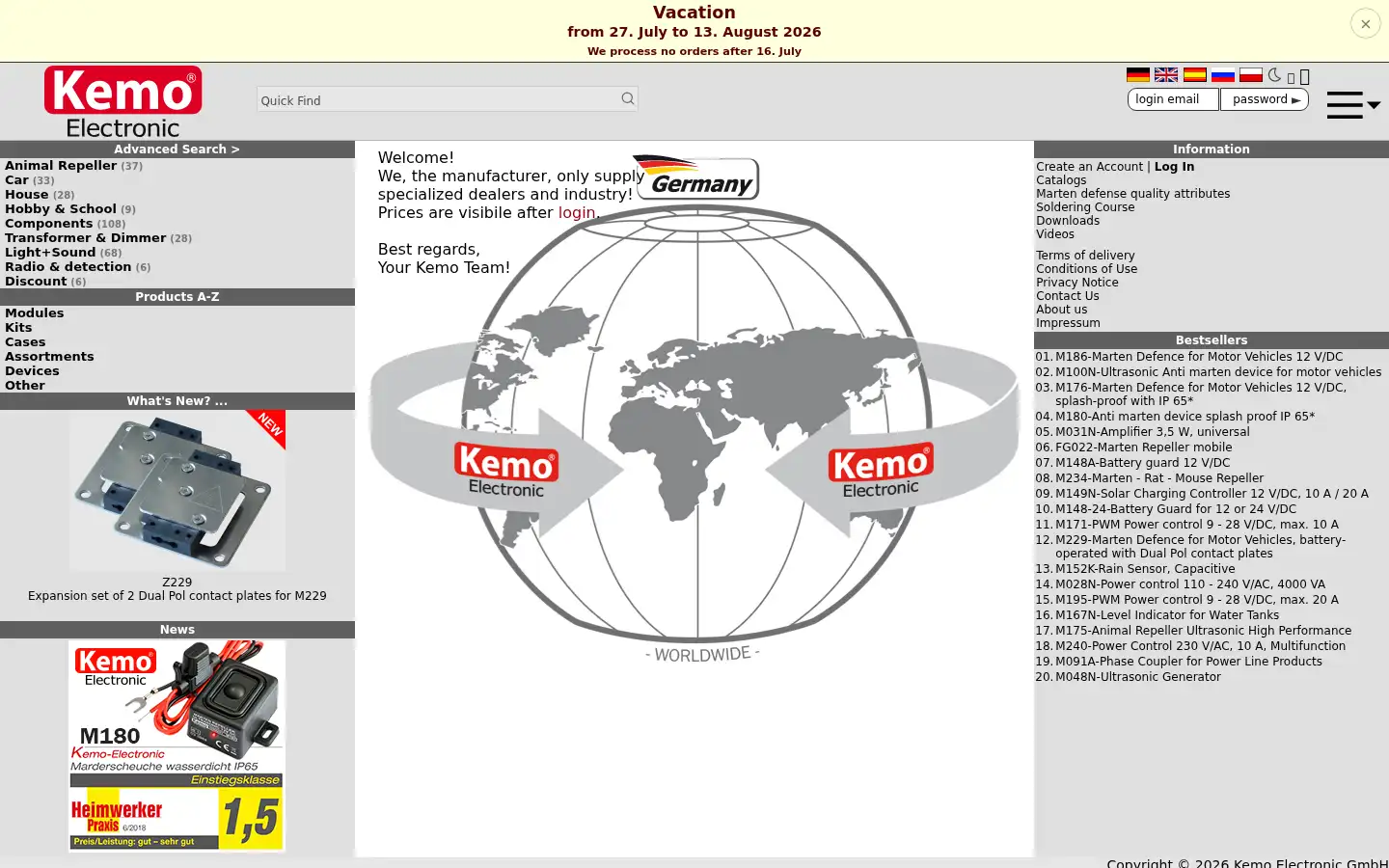 Screenshot of kemo-electronic.de