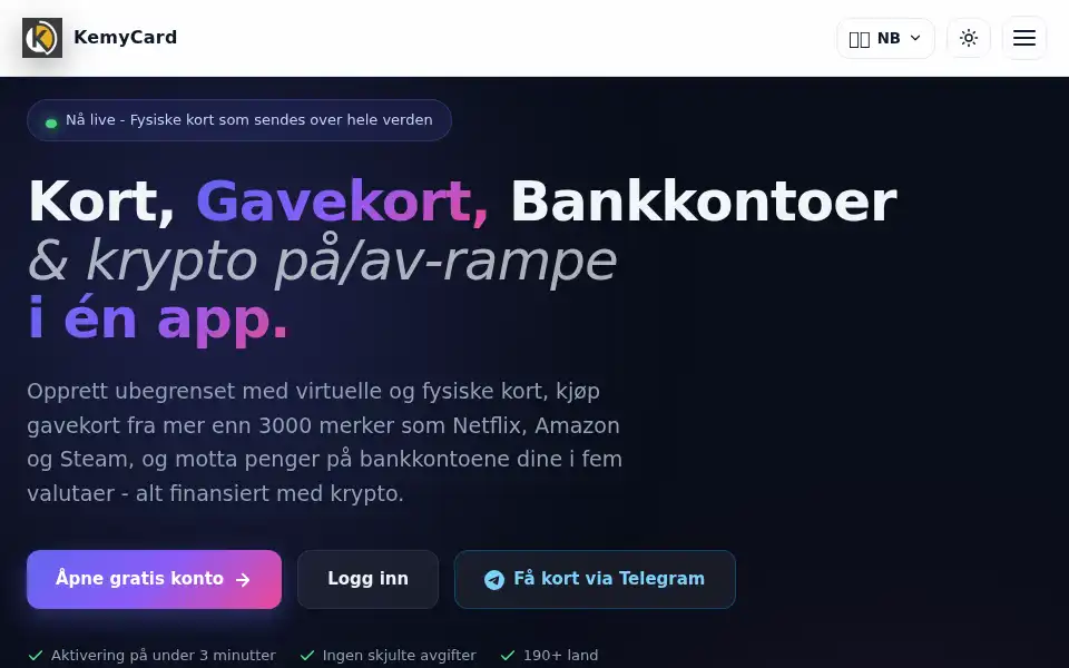 Screenshot of kemycard.com