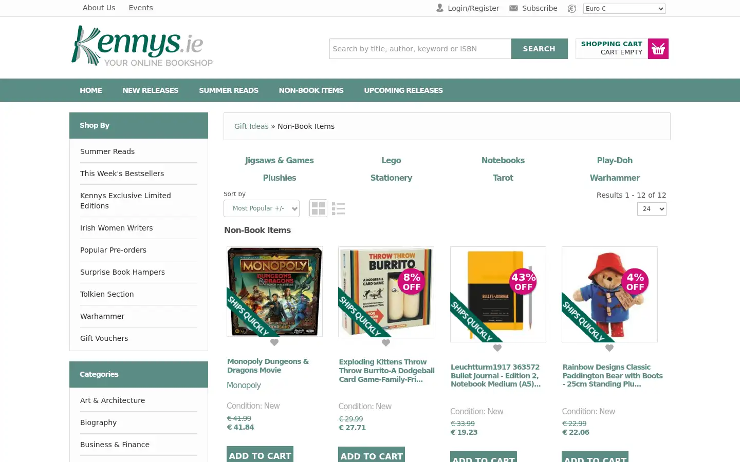 Screenshot of kennys.ie