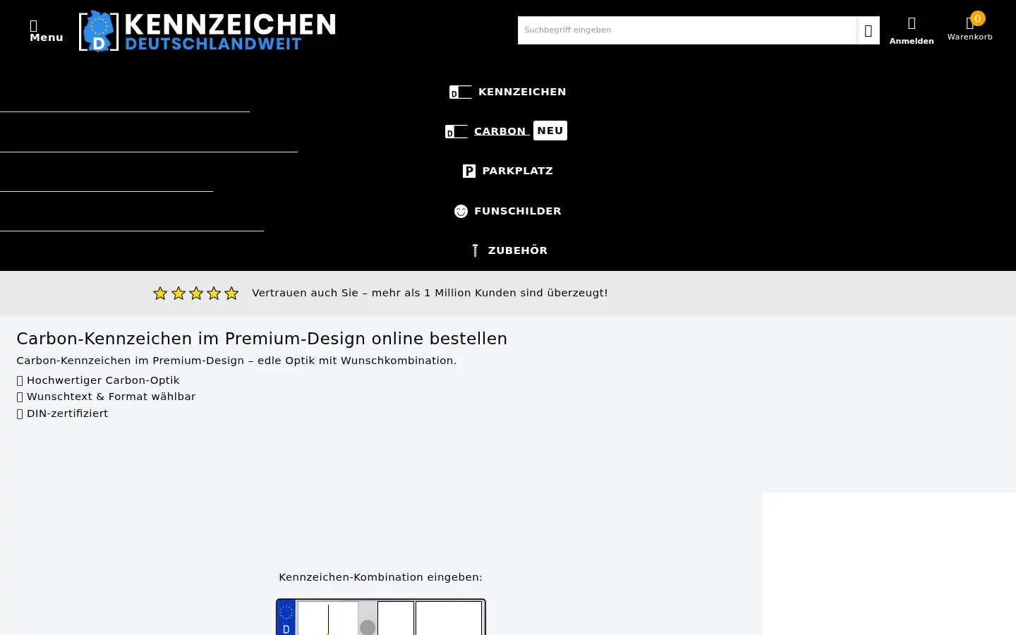 Screenshot of kennzeichen-deutschlandweit.de