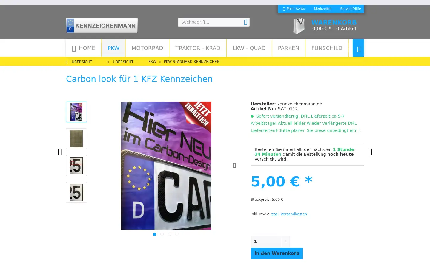 Screenshot of kennzeichenmann.de