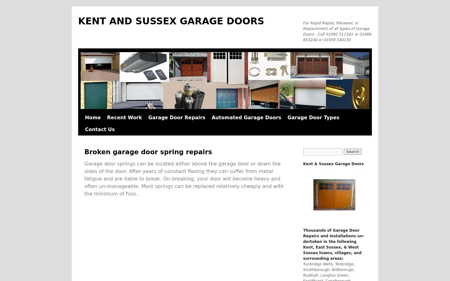 Screenshot of kentandsussexgaragedoors.co.uk