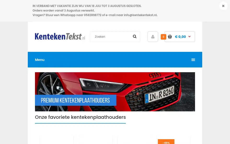 Screenshot of kentekentekst.nl