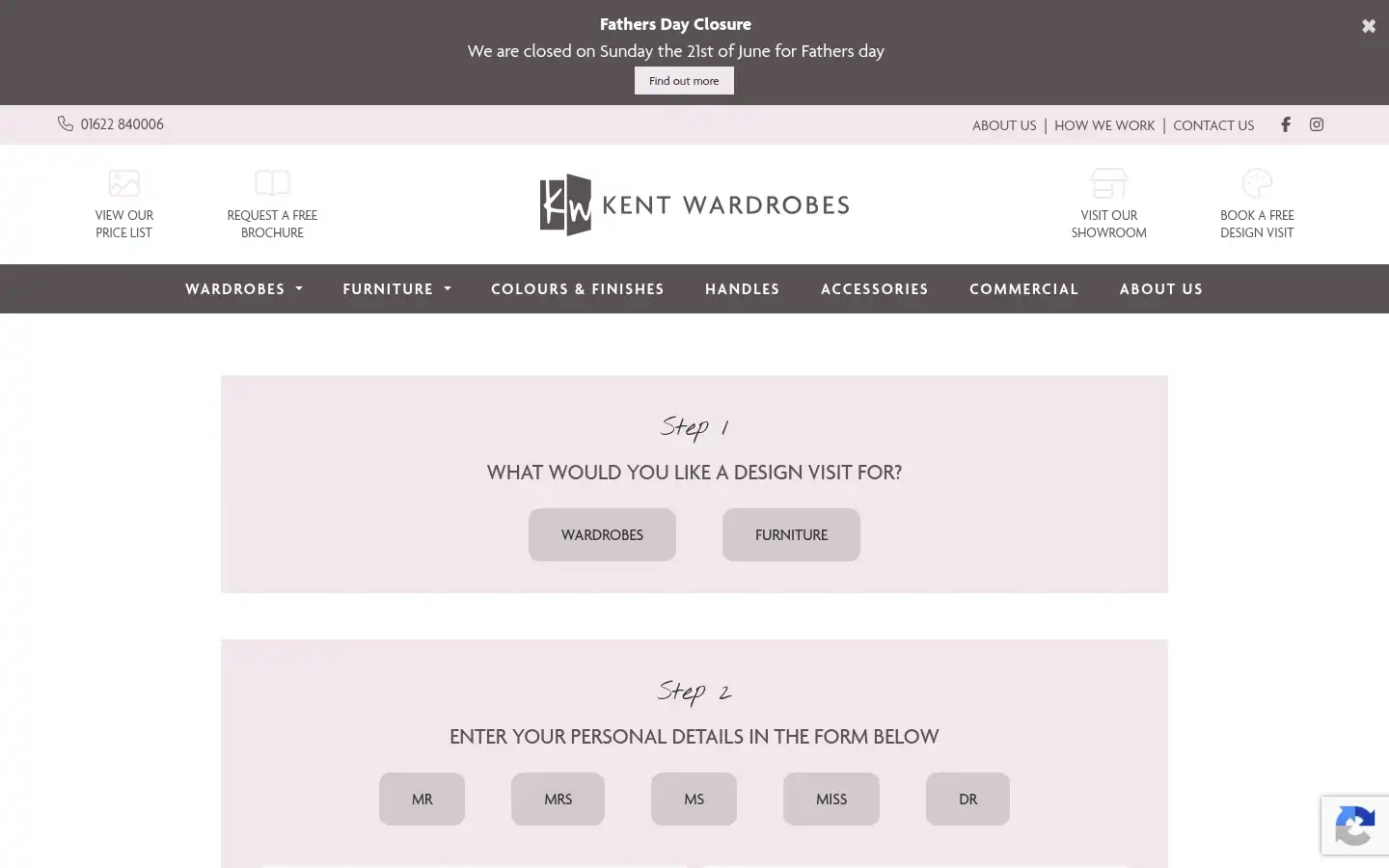 Screenshot of kentwardrobes.co.uk