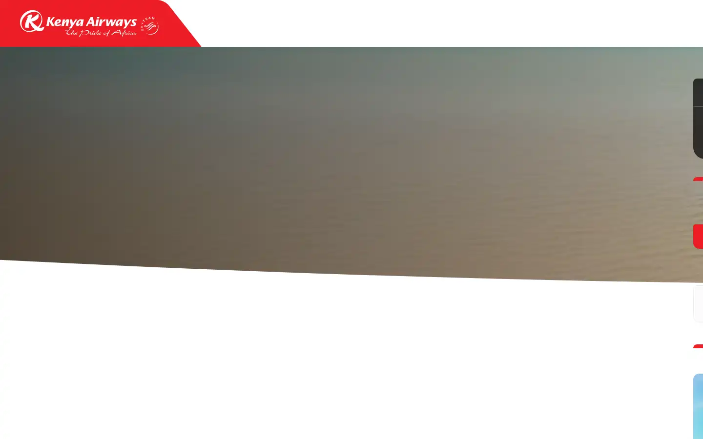 Screenshot of kenya-airways.com