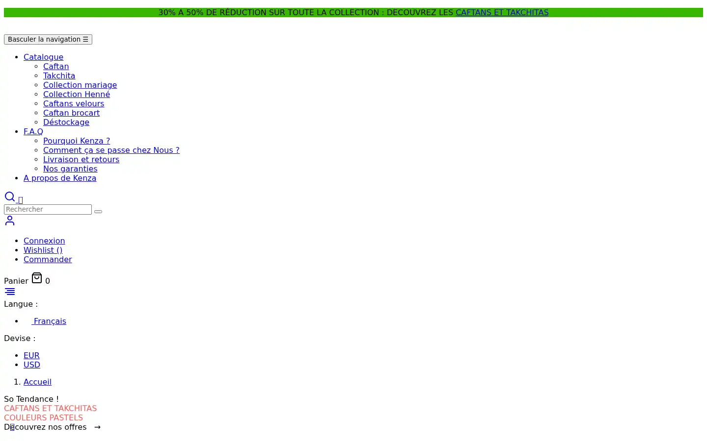 Screenshot of kenzacaftan.com