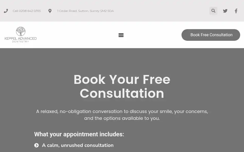 Screenshot of keppeladvanceddentistry.co.uk