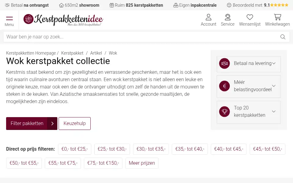 Screenshot of kerstpakkettenidee.nl