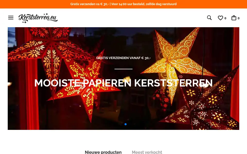 Screenshot of kerststerren.eu