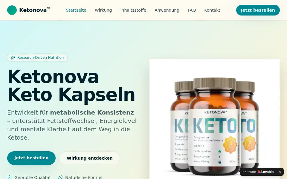 Screenshot of ketonova-keto-kapseln.lovable.app