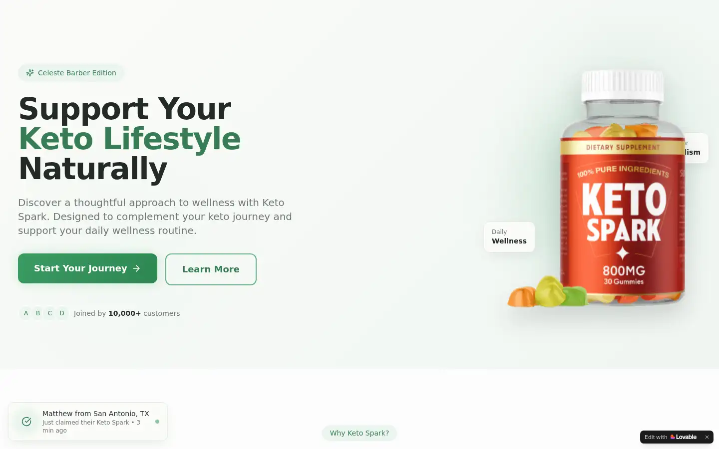 Screenshot of ketosparkceleste.lovable.app