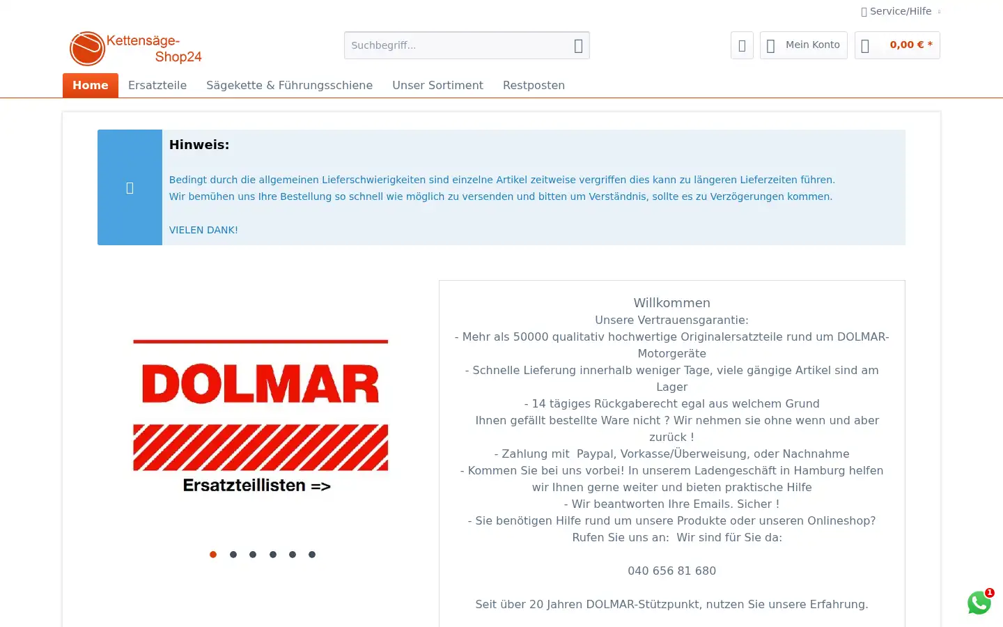 Screenshot of kettensaegen-shop24.de