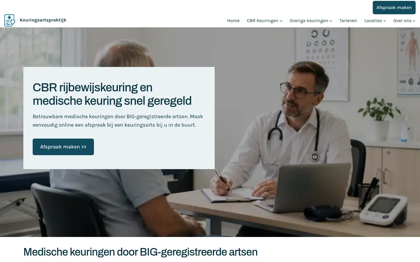 Screenshot of keuringsartspraktijk.nl