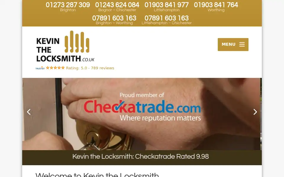 Screenshot of kevinthelocksmith.co.uk