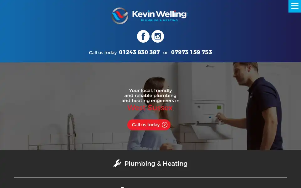 Screenshot of kevinwellingplumbing.com