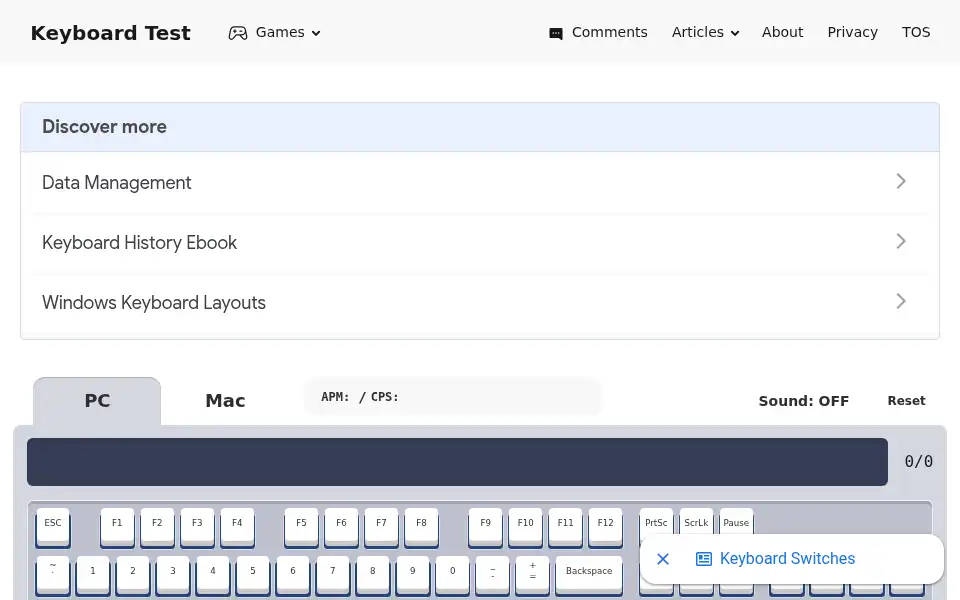 Screenshot of key-test.com