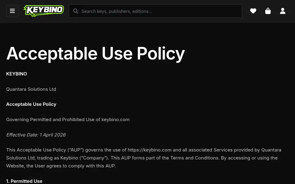 Screenshot of keybino.com