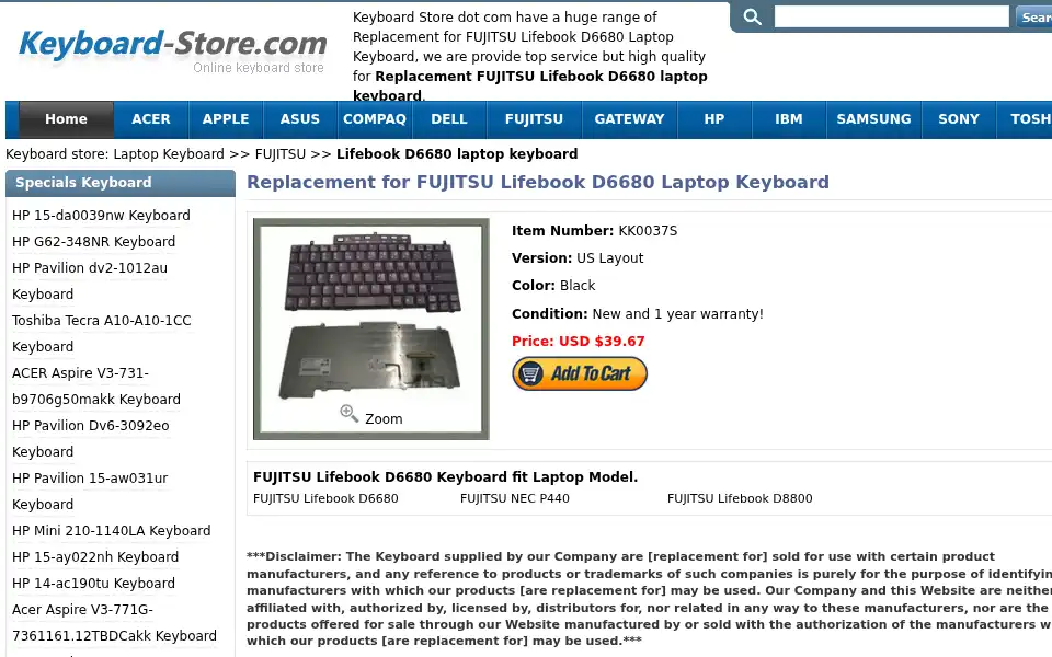 Screenshot of keyboard-store.com