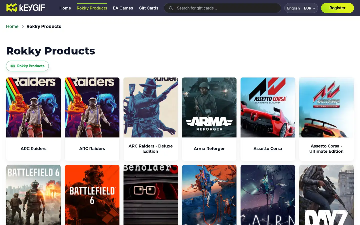 Screenshot of keygif.com